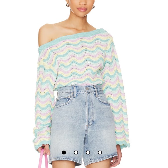 REVOLVE Sweaters - Revolve Majorelle Launa Striped Pastel Knit Off The Shoulder Sweater Top Small